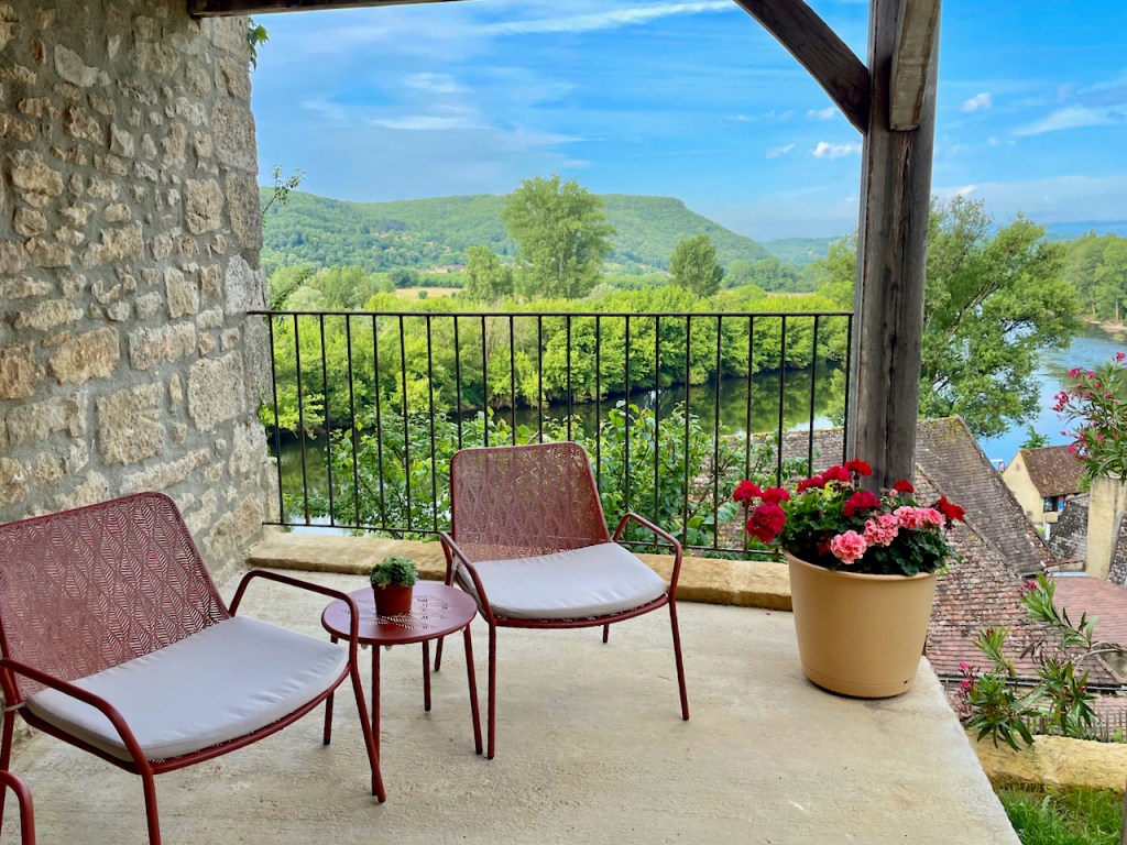 Maison Delluc- The garden-level patio is a quiet and private relaxing space with views over the garden and the picturesque valley below