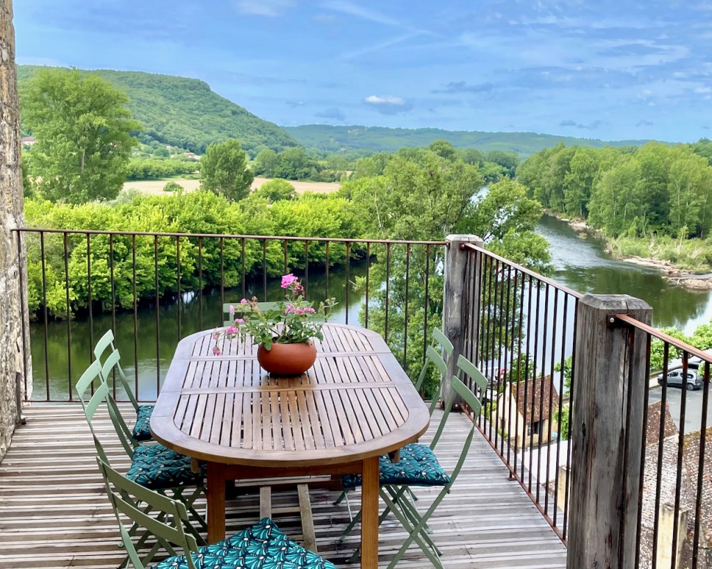 Maison Delluc- The upper balcony is a splendid outdoor living space for al fresco dining